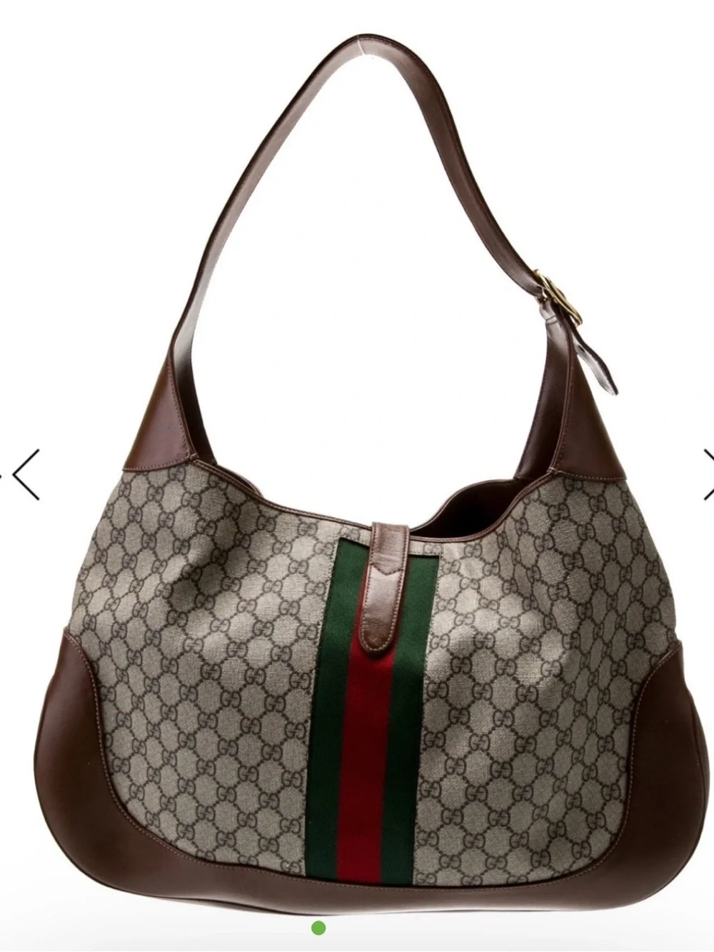Gucci Brown GG Canvas Shoulder Bag with Green and Red Web